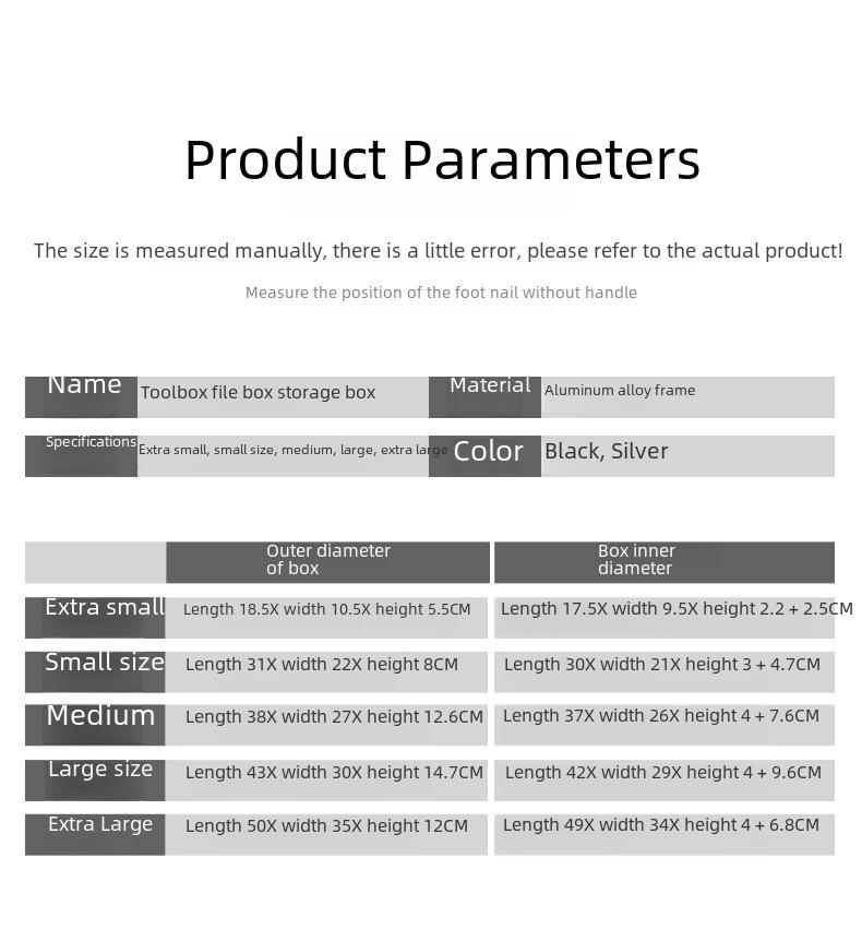 Cutie de scule portabilă din aliaj de aluminiu cu încuietoare pentru depozitarea feroneriei, documentelor și numerarului