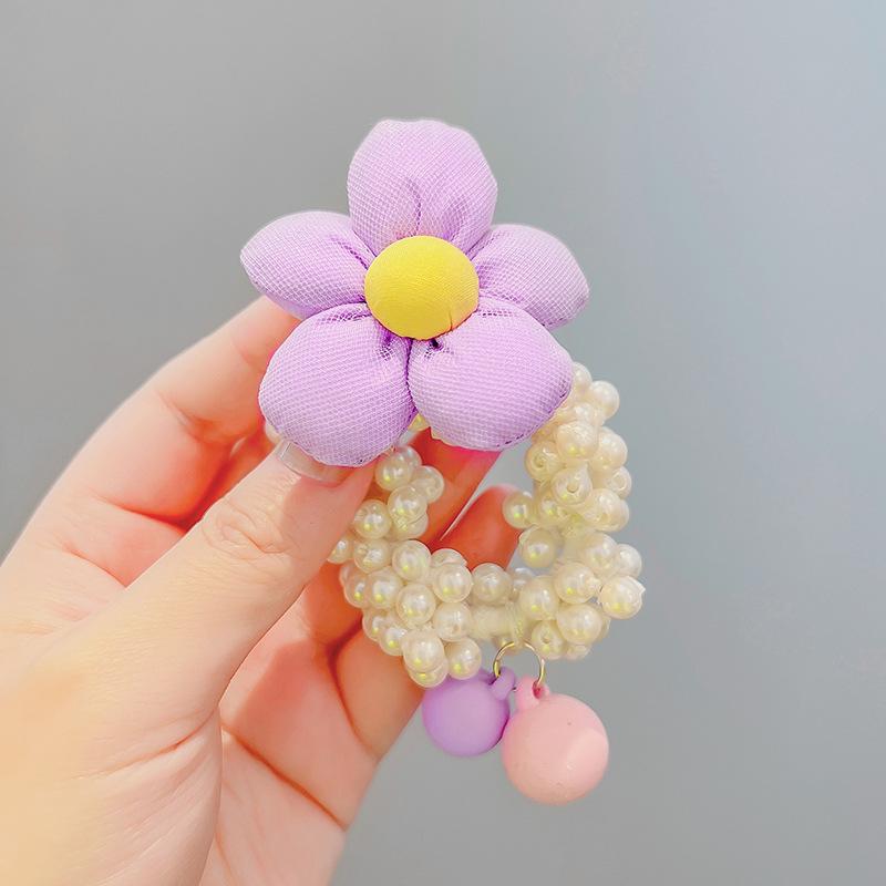 Princess Crown Pearl Hair Ties for Girls - Korean Style Bun and Ponytail Accessories