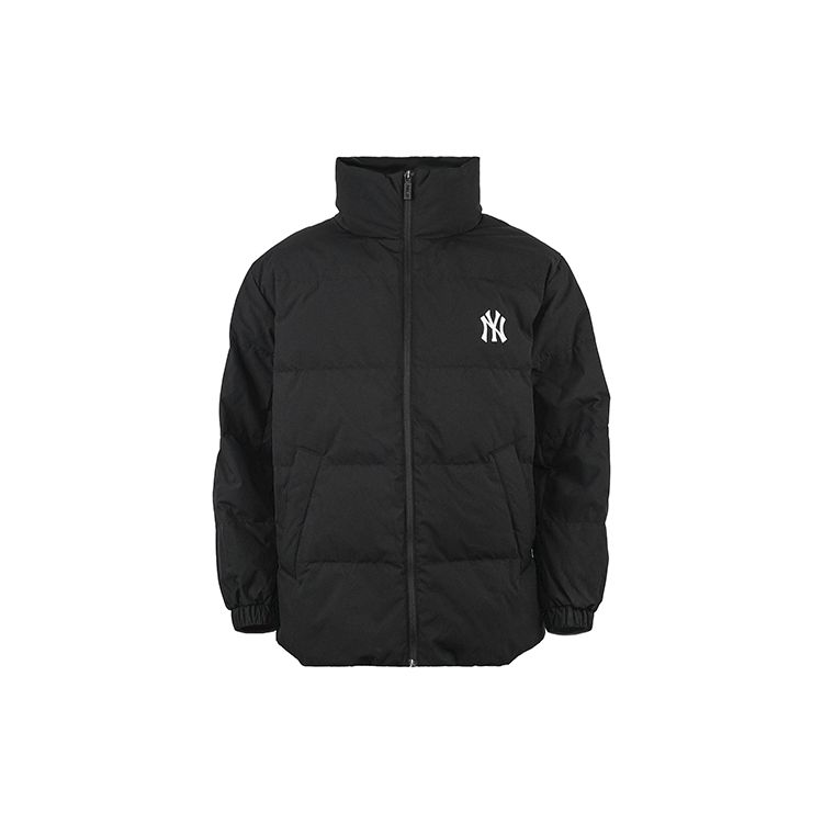 MLB New York Yankees Krótka Kurtka Puchowa Casualowa z Kołnierzem Stojącym i Dużym Logo Unisex Odzież Wierzchnia Czarna 31DJZ3961-50L