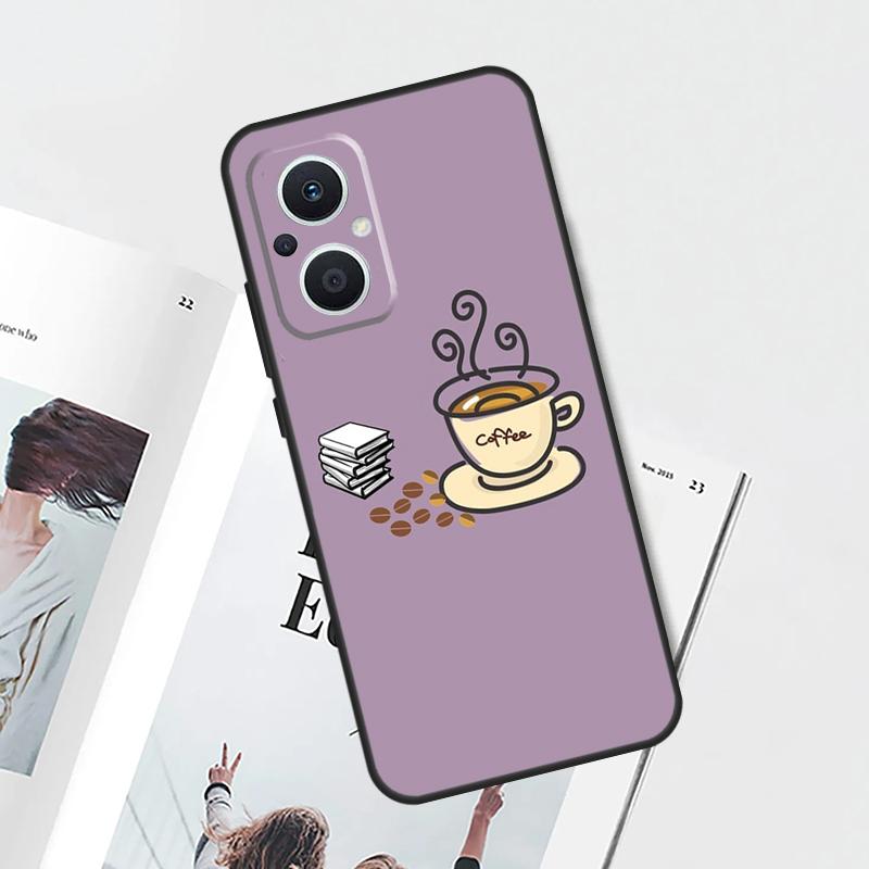 Books And Coffee Case For OPPO Find X9 X5 X6 X8 Pro OPPO Reno 12F 14F 13F 11F 10 12 13 14 Pro 7 8 Lite Cover
