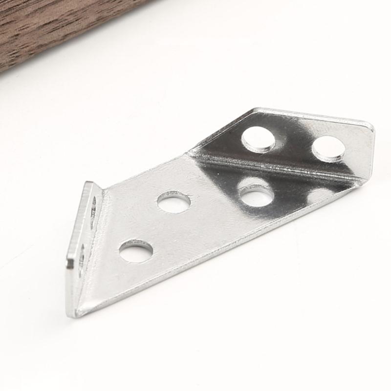 Set of 20 Triangle Mounting Connectors Stainless Steel Corner Brackets Convenient for Strengthening Furniture Joints