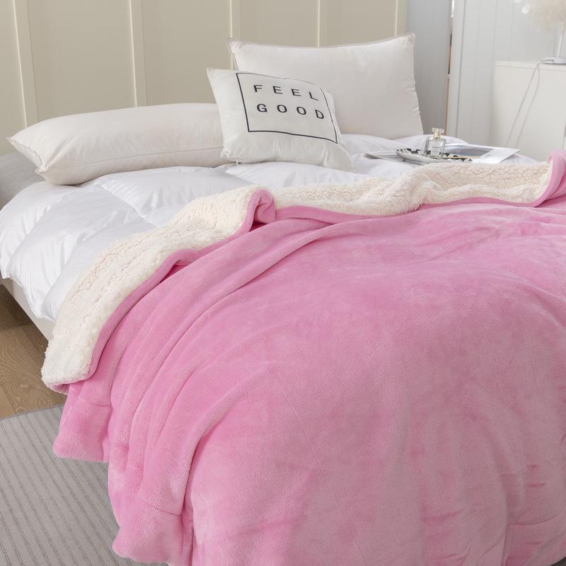 New Double-Layer Thick Lambskin Leisure Blanket for Sofa or Office Nap