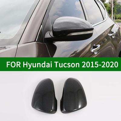 Voor Hyundai Tucson 2015- auto Achteruitkijkspiegelkap sierstrip, accessoires Zwart koolstofvezel Zijspiegel met knipperlicht