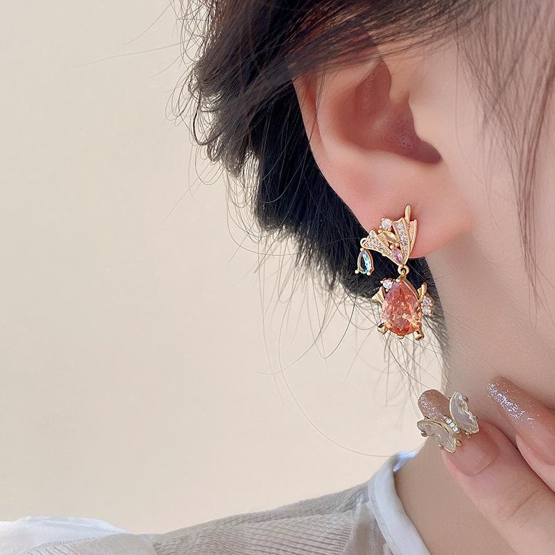 Купить Красочные серьги-капли с маленькими рыбками и цирконием, легкие ...