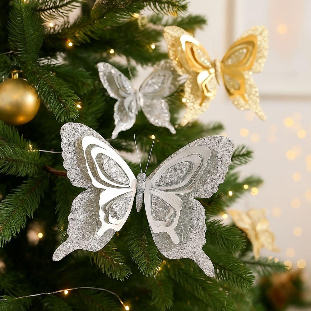 with Clip Christmas Butterfly Pendant Glitter Artificial Butterfly Ornaments  Birthday Party