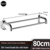 Shixun 304 Stainless Steel 80cm Double Towel Rack with Hooks