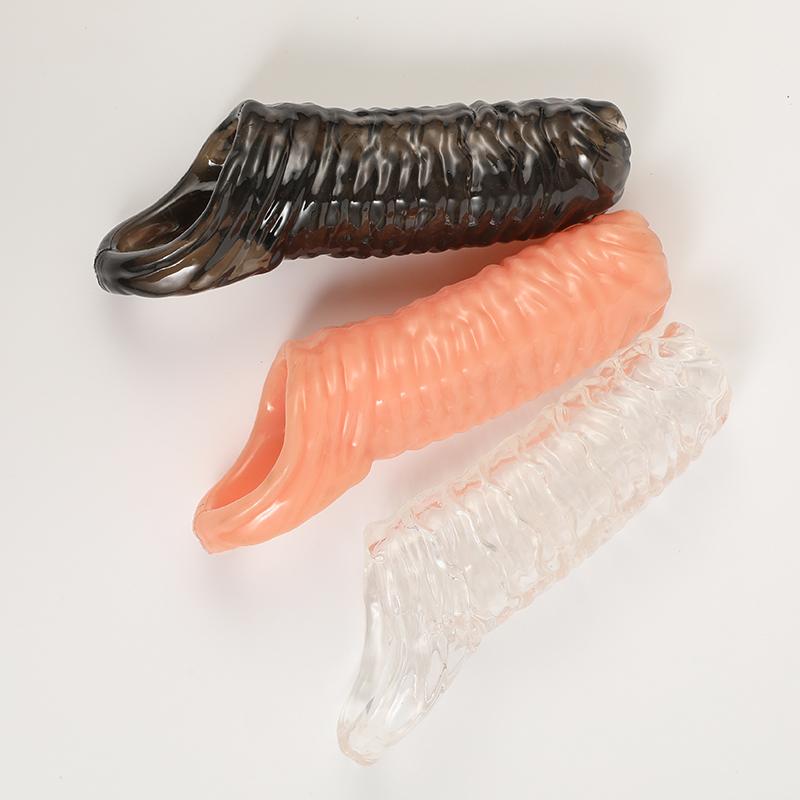 Penis Ring Enlarge Penis Sleeve Sheath Enlargement Enlarger Exposed Head Cock Cover Ring Delay Ejaculation Sexy Sex Toys for Men