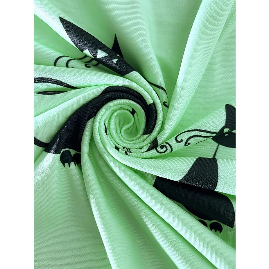 Trendy Liščí Tričko Prodyšné Nadměrné Dámské Tričko s V-výstřihem s Liščím a Květinovým Potiskem Každodenní Pohodlí, Umělecký Design