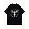 Abito Maglietta Oversize Nero Angelo Con Corona Di Spine Stampa Streetwear Casual Moda Per Donne