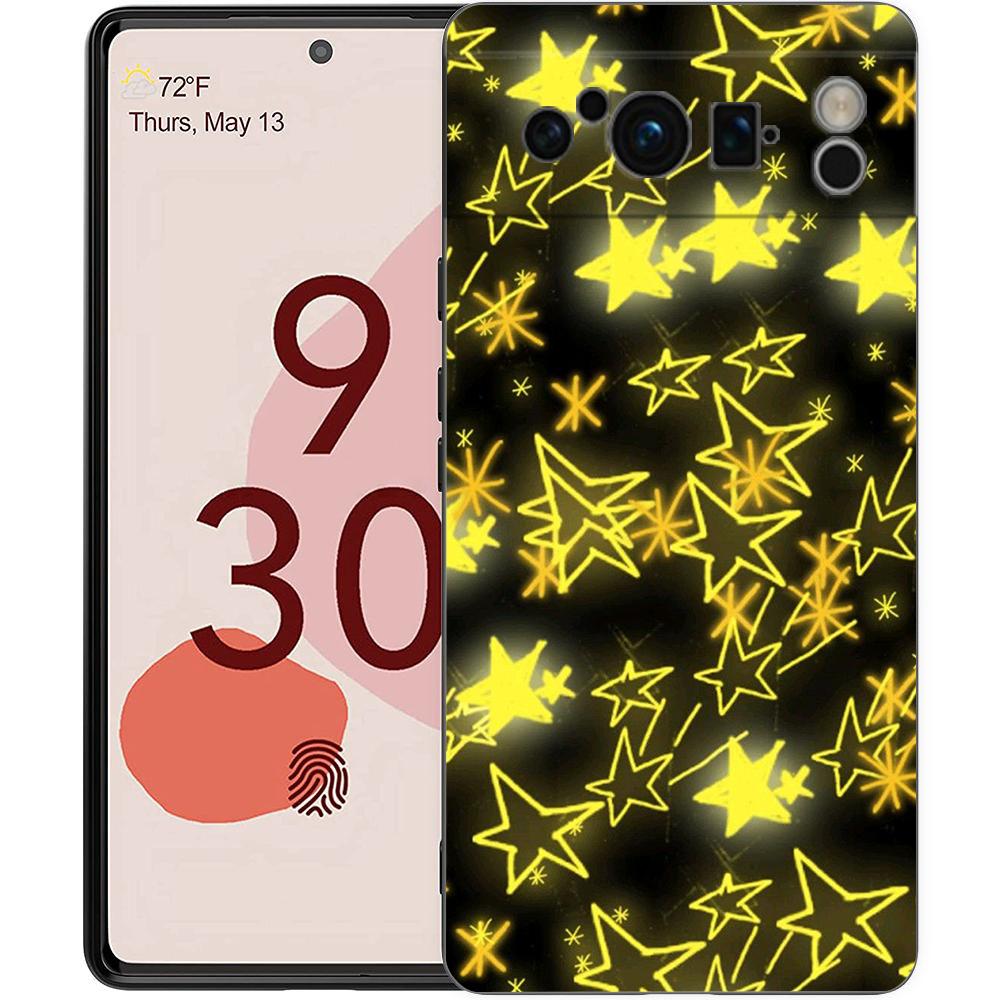 

Phone Case Cover for Google Pixel 10 9 8 7 6 7A 6A Pro Shockproof Soft TPU 10 9 Pro XL Shell Yellow Star Cute Word Blue Creative Pixel 10 Pro XL