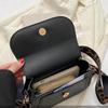 Simple PU Leather Saddle Shoulder Bags Solid Color Crossbody Bag Wide Strap Flap Purse and Handbag For Women Girls AVE