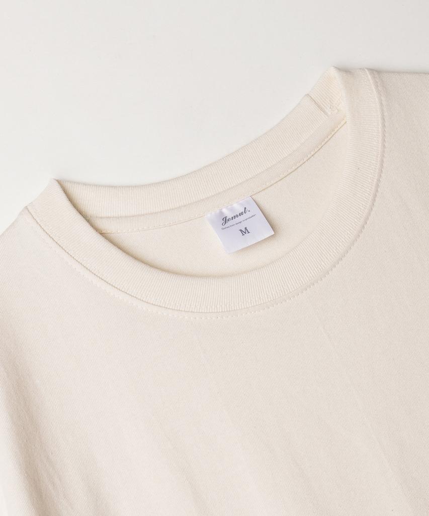 JEMUT Boy Crop Short Sleeve T-Shirt Cream Grey Kjst2619
