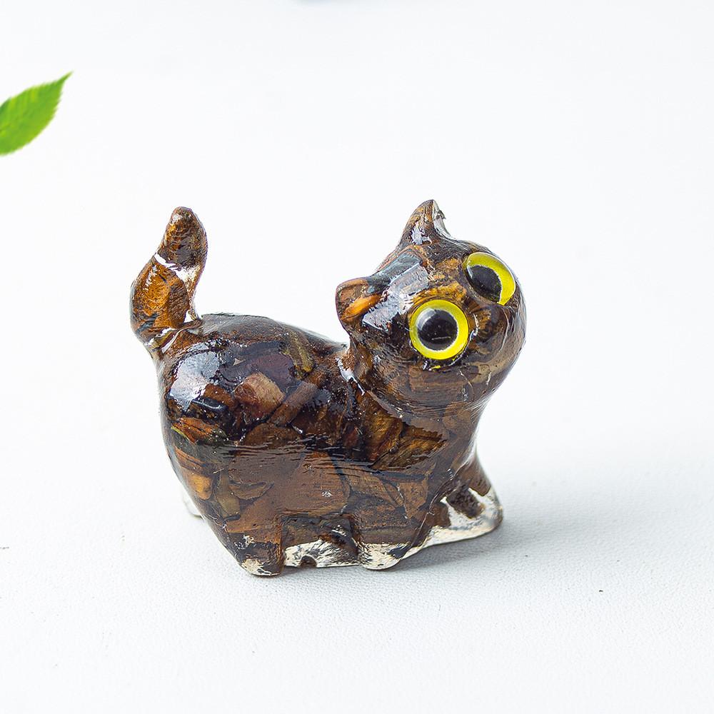 Figurine Artistique en Résine Chat de Cristal Faite à la Main avec un Design Dynamique Pour la Décoration Intérieure et les Cadeaux