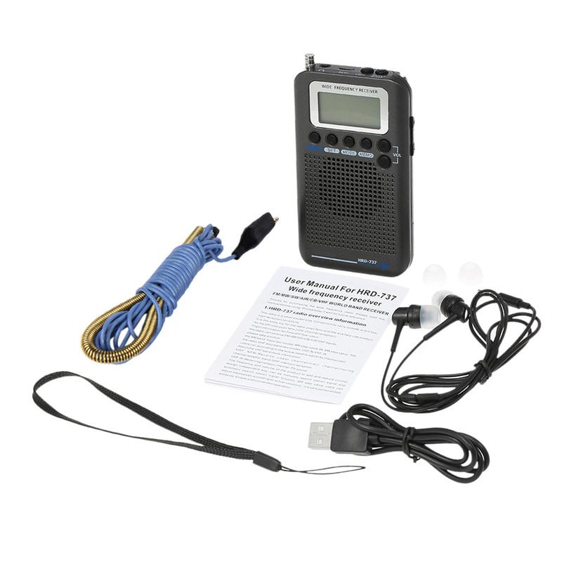 

HRD-737 Portable Full Band Radio Aircraft Band Receiver FM/AM/SW/ CB/Air/VHF World Band with LCD Display Alarm Clock