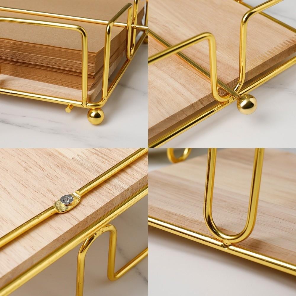 With Wooden Base Napkin Holder Square Design Flat Napkin Dispenser Tissue Organizer  Home Kitchen