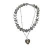 Waterdrop Crystal Beaded Necklace For Women Handmade Heart Pendant Double Layer Jewelry