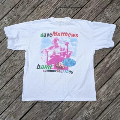 T-shirt unisexe blanc classique de la tournée d'été 1999 du groupe Dave Matthews (AHN02440)