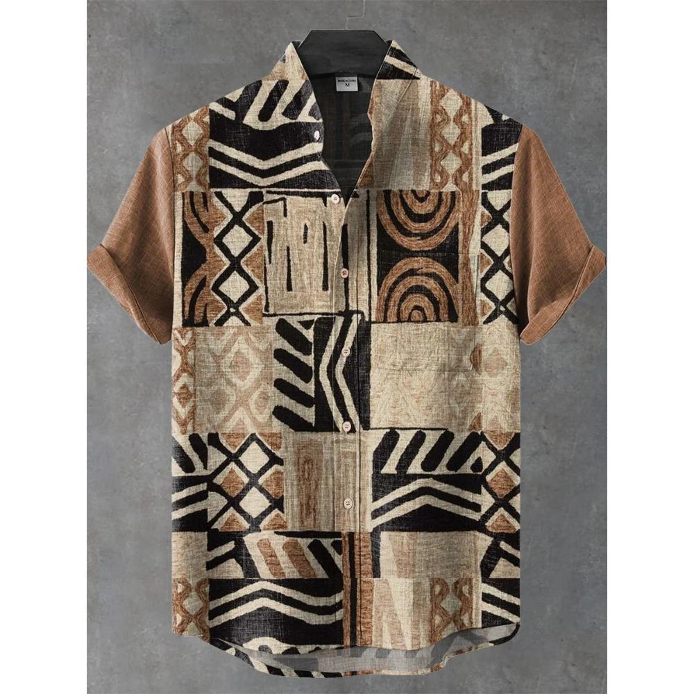 Camicia Estiva da Uomo a Maniche Corte con Stampa 3D, Camicia Casual da Uomo Street Hip-hop a Maniche Corte