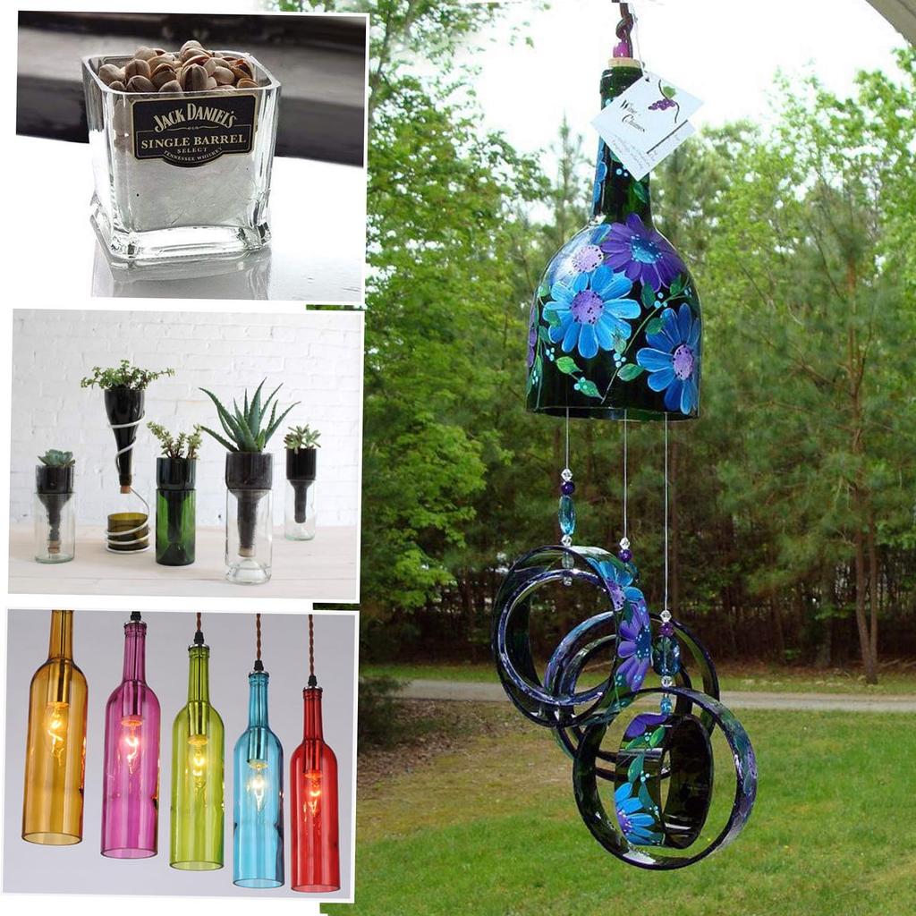 Glass Bottle Cutter for DIY Projects, Upgrade Cutting Tool with Metal Pad & Bottle Holder, for Wine Beer Soda Bottles