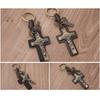 Unique Crucifix PU Leather Keychain Religious Key Ring Bag Pendant for Daily Use Trendy Punk Inspired Key Accessory