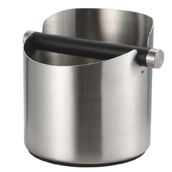 

Кофейный стаканчик Knock Box Простота использования Удобная очистка Съемная перекладина с противоскользящей накладкой Защита от брызг Скошенный дизайн Нержавеющая сталь Espresso Knock L серебряный