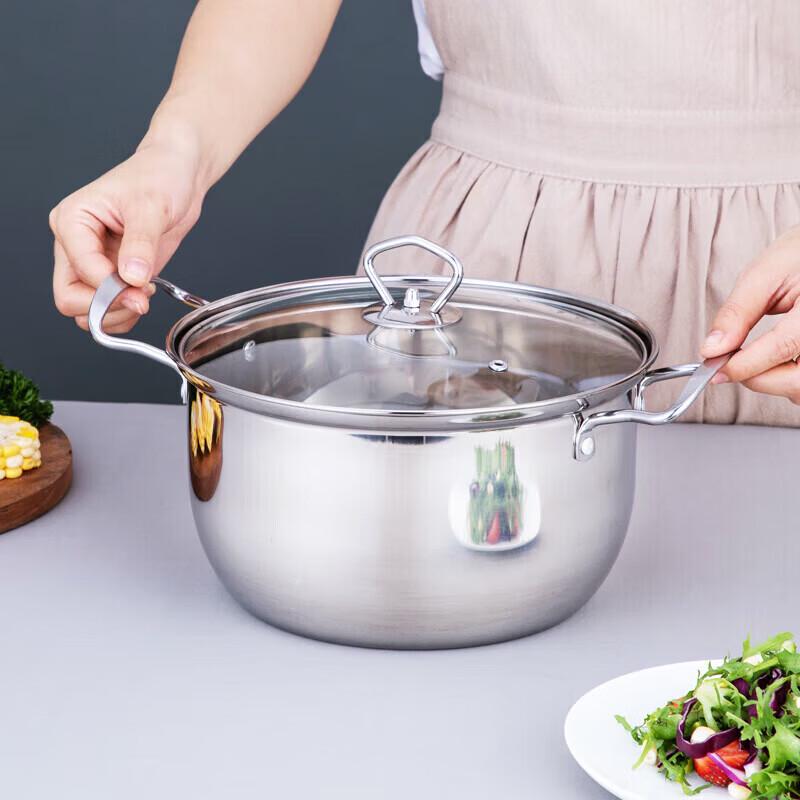 Sigang 201 Stainless Steel Soup Pot with Glass Lid, 24cm