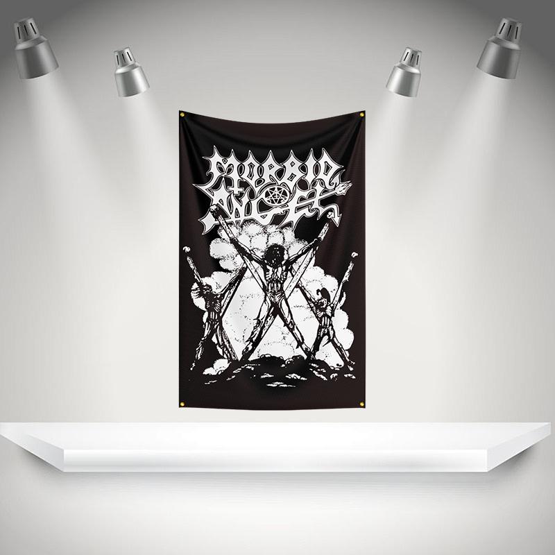 M-Morbids Angel Flag Rock Music Band Banner HD Printing Tapestry Exhibition, Music Band Fans, Garage Decor