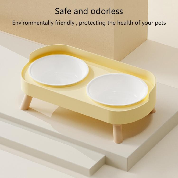 Ergonomic Height Cats Dog Pet Feeders With Double Bowls Splash Resistant Shield And Stable Base For Floor Protective