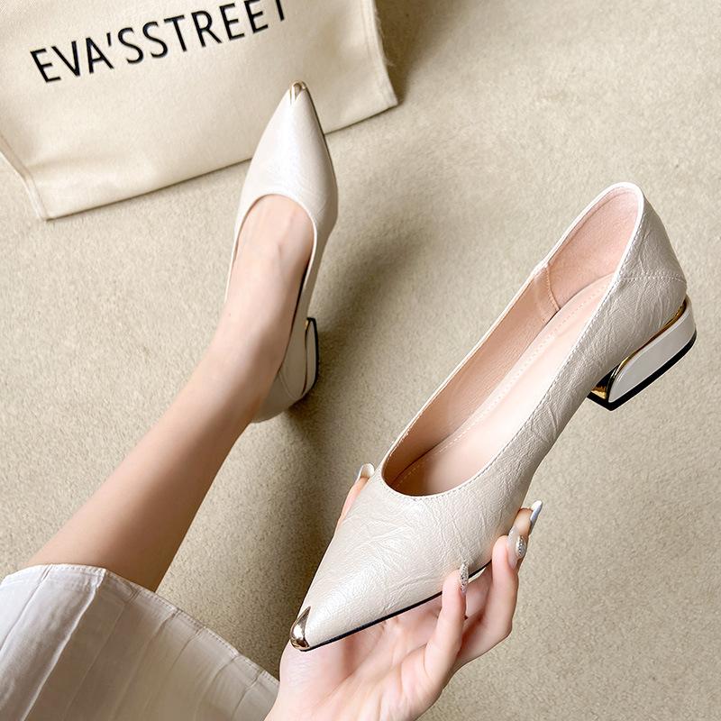 Primavera Verano Mujeres Chunky Zapatos individuales de tacón bajo Color  sólido Puntiagudos Zapatos de punta comprar a buen precio — entrega  gratuita, reseñas reales con fotos — Joom