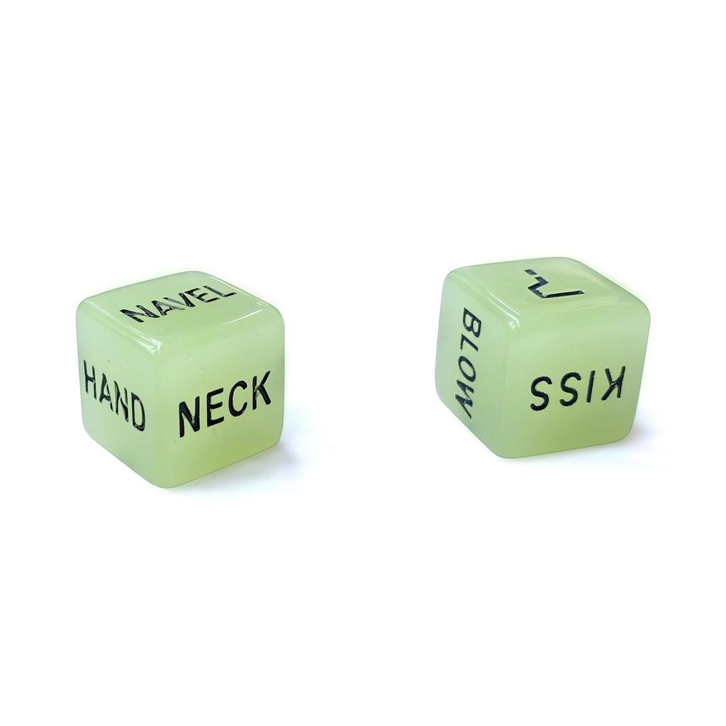 Luminous English Flirting Dice: A pair of glow-in-the-dark dice for a creative posture game.