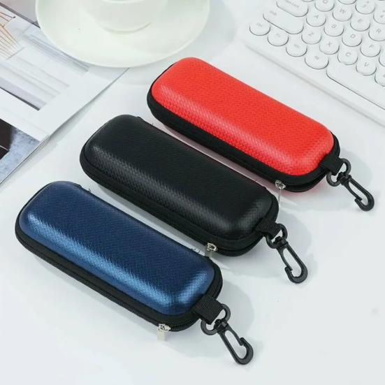 Портативний футляр для окулярів на блискавці з металевим карабіном, високоміцний EVA, стійкий до стиснення, ретро-текстура соломи, спортивні аксесуари