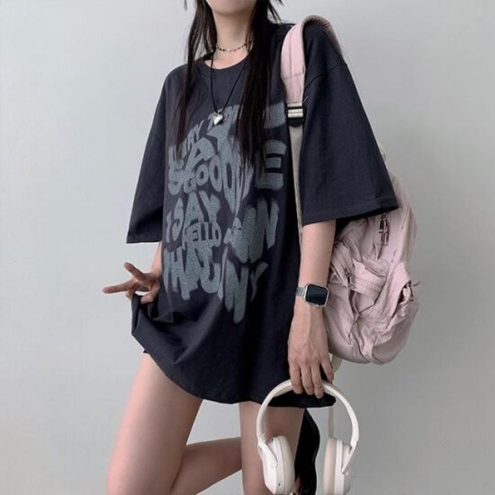 The Pink OverfiT LeTTering PrinT T shirT