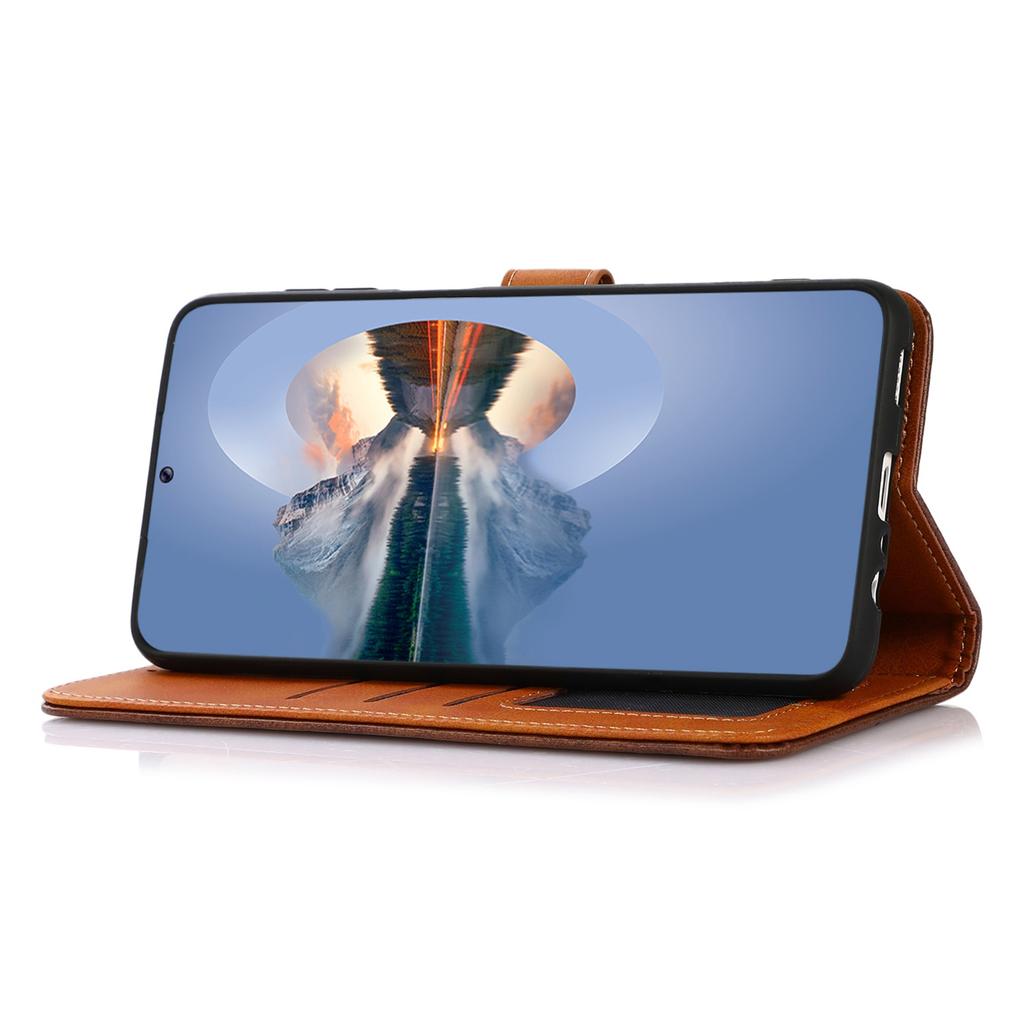 KHAZNEH For Motorola Edge 50 Ultra 5G/Moto X50 Ultra 5G Case PU Leather Phone Cover Gold Magnetic Buckle Decor