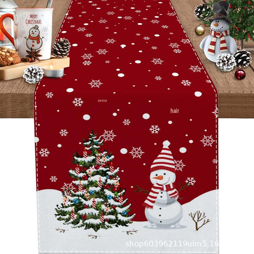 Christmas Table Runner with Santa and Tree Design