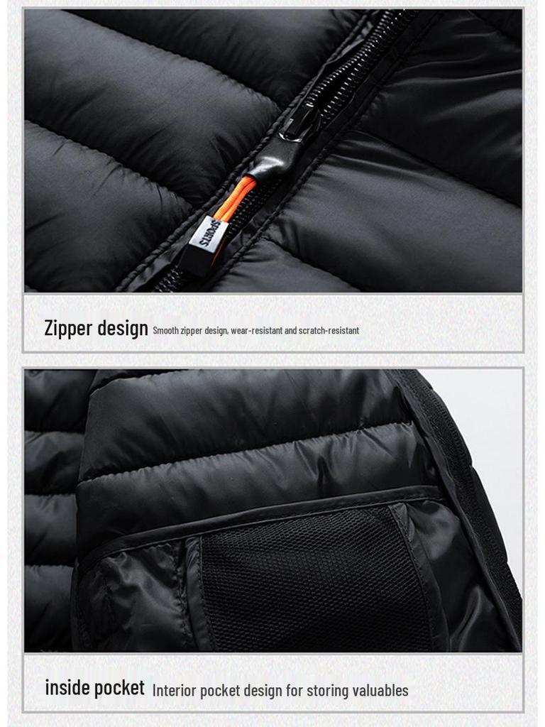 Herr Slim Fit Lättviktig Flerfärgad Ribbstickad Vinterjacka med Bomullsvaddering 2024