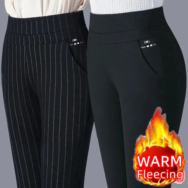 Women Pencil Pants Casual High Waist Lady Fall Trousers Solid Color Elastic Pockets Female Trousers Women's Clothing