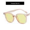 First Love Japanese Retro Black Frame Gradient Pink Sunglasses - Square Korean Style for Round Face Slimming.