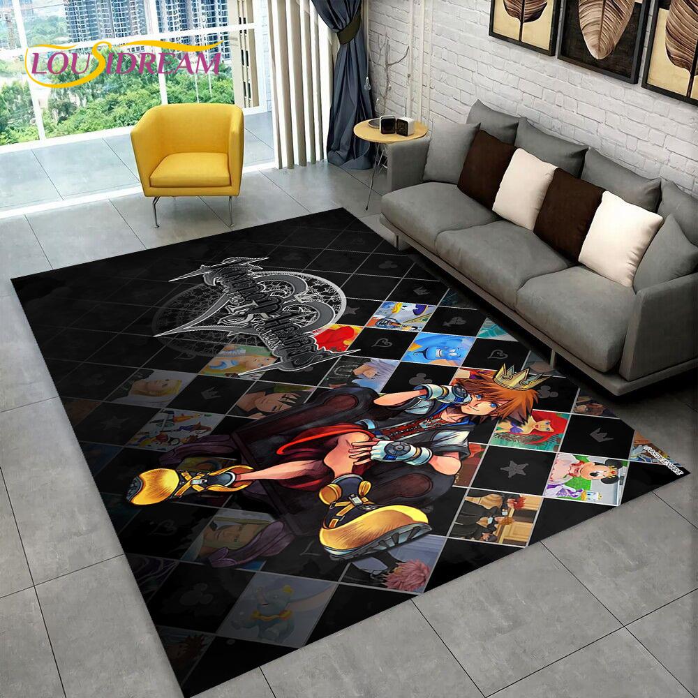 3D Cartoon Kingdom Hearts Game Carpet Rug for Home Living Room Bedroom Sofa Doormat Decor,kids Play Area Rug Non-slip Floor Mat