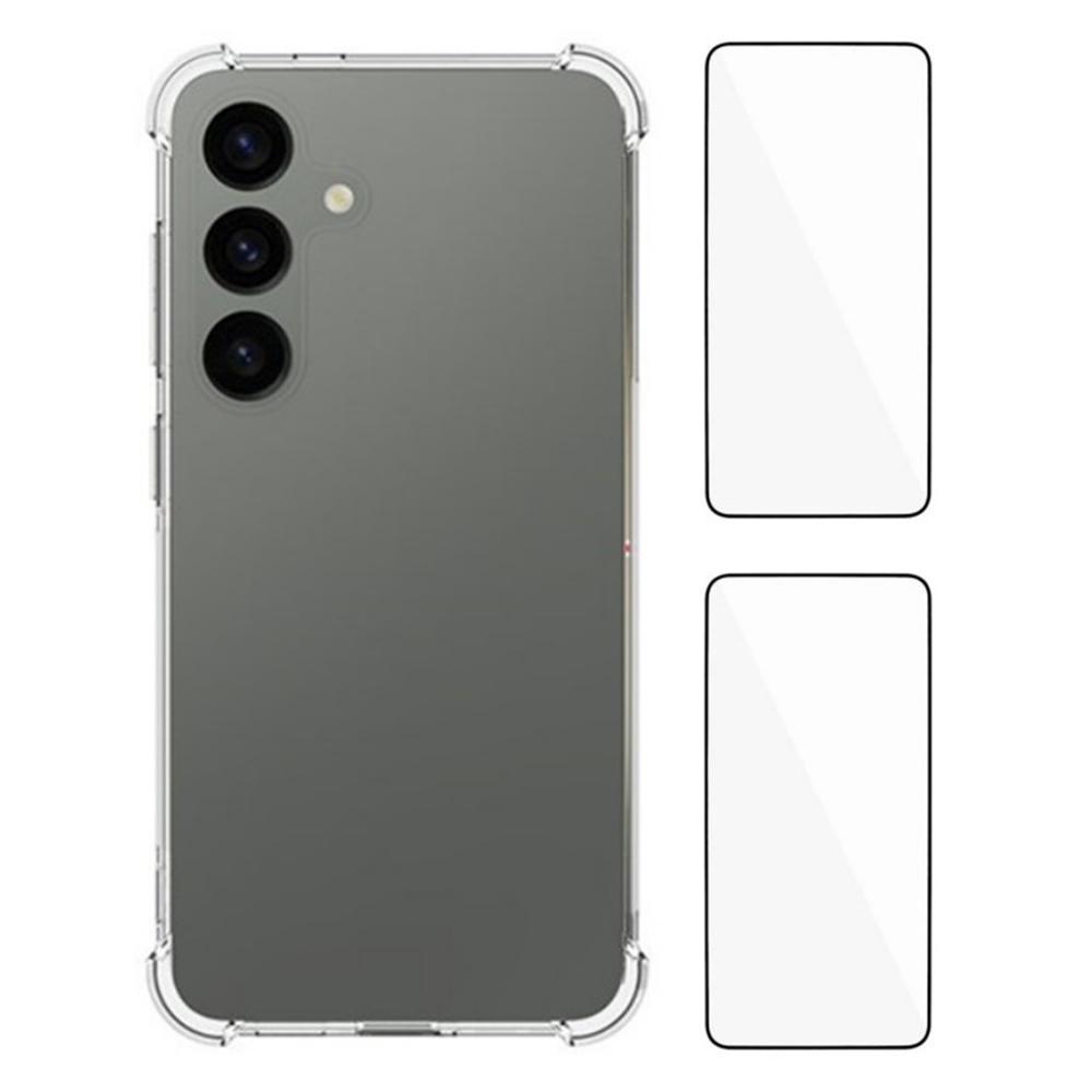 

Чохол WANLONFENG WL2 Series для Samsung Galaxy S24 з 2 шт. захисних плівок із загартованого скла, 2,0 мм ТПУ чохол для телефону (Великий отвір для об єктива) Type A