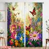 2pcs,2D plane printing Curtains Butterfly Bliss(2) Durable Polyester (without rod) Holiday Perfect for Living Room & Office
