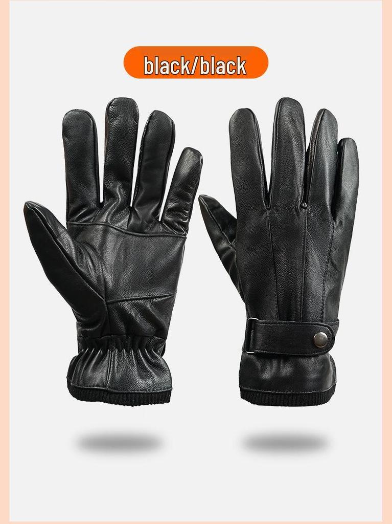 Unisex Genuine Leather Gloves for Winter, Motorcycle Riding, and Outdoor Activities