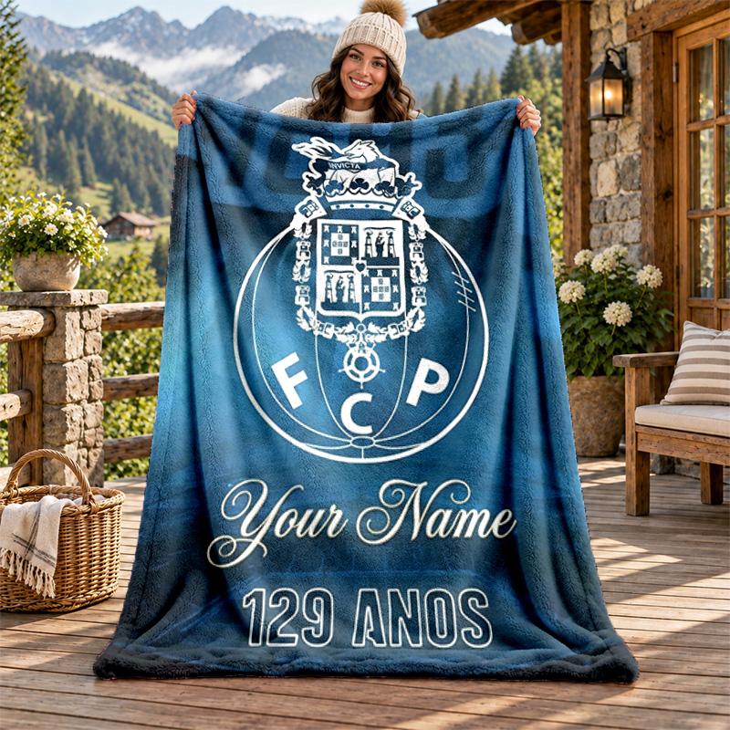 Coperta di Flanella Personalizzata FC Porto Morbida Calda Coperta Plaid in Peluche Regalo Personalizzato per Famiglia Amici
