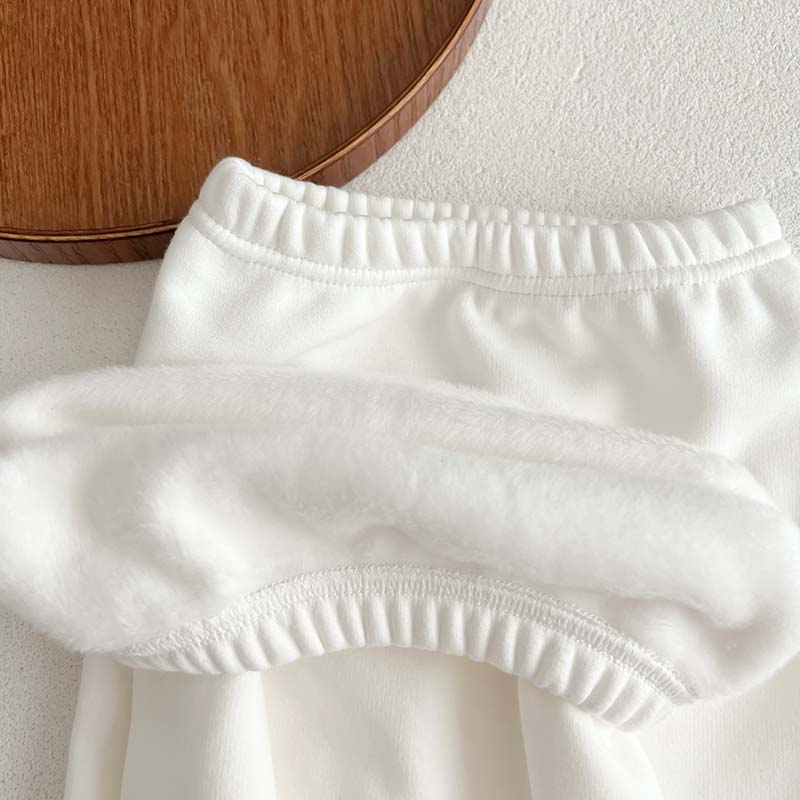 Kids Clothes Cute Bear Baby Romper Autumn Winter Plus Velvet Hooded Crawl Suit Soft Warm Tops Trousers Toddler Clothing Set