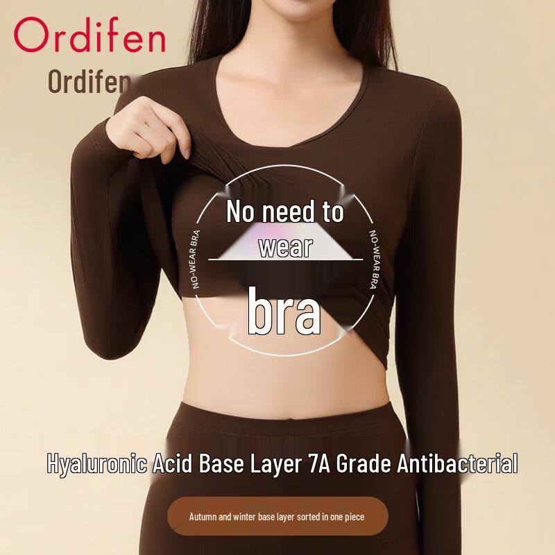 Oudifen 7A Women's Antibacterial Plus Velvet Thick Thermal Underwear Set