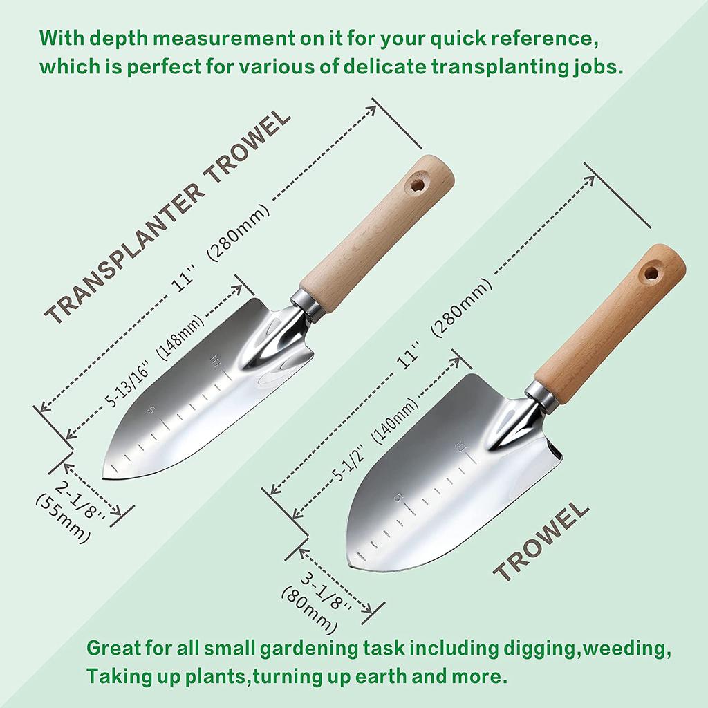 GTS07A Gardening Hand Tool Set, Wooden Garden Tool, Professional Gardener Tool Stainless Steel