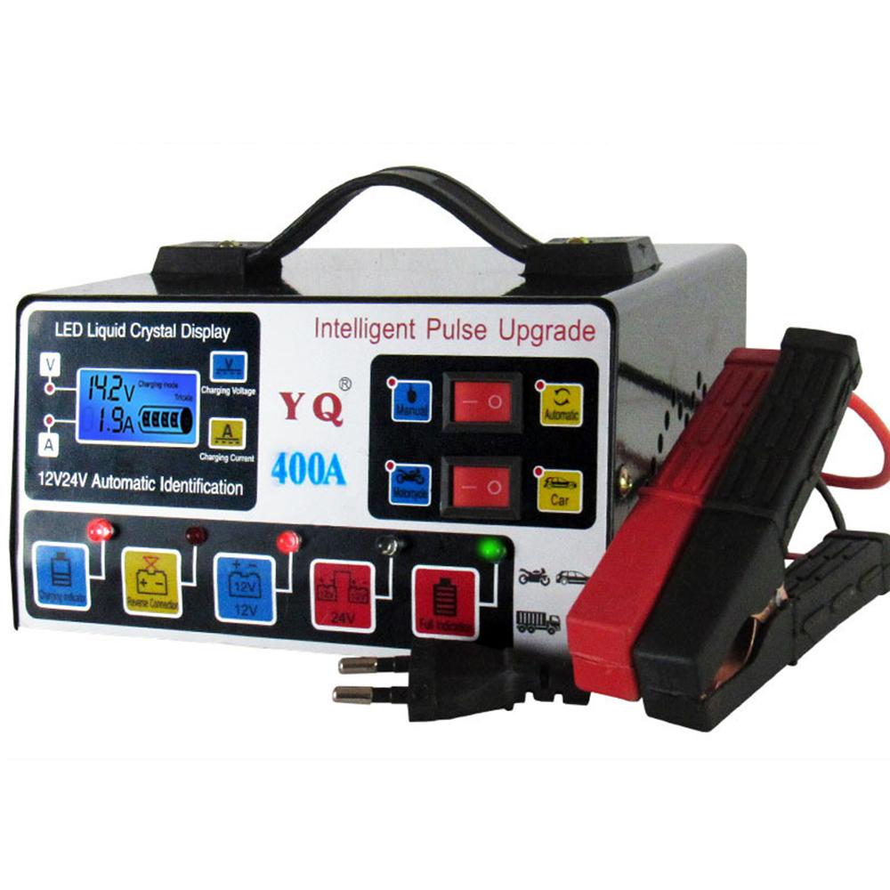 

YQ400A 12V/24V 400A Intelligent Pulse Repair Motorcycle Car Battery Charger for Lead Acid/Lithium Batteries,EU Plug Type A