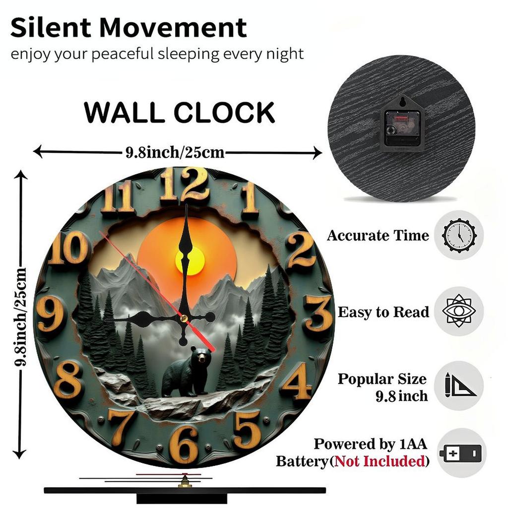 25x25cm Wooden Wall Clock with a Sublimated Print for Full-Color Graphics