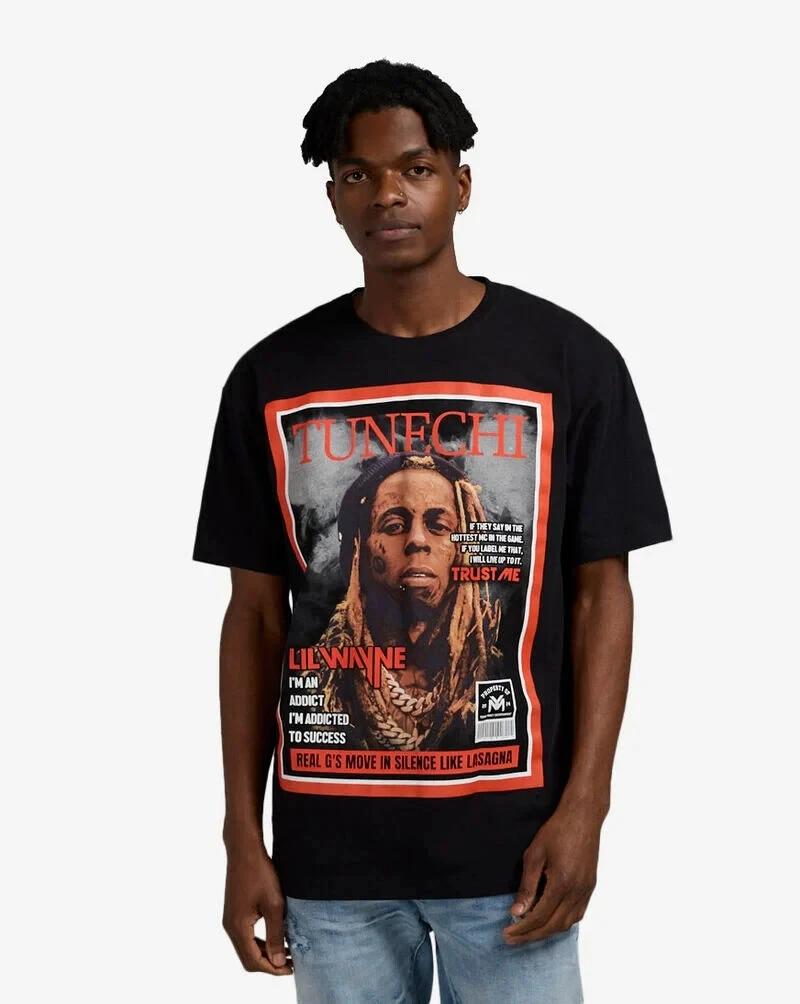 Reason x Lil Wayne Mens Tunechi Times Magazine Graphic Black Shirt New Small XL