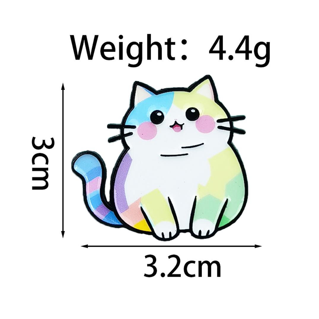 Creative Colorful Cat Cartoon Brooch - Cute Sleepy Kitty Metal Accessory