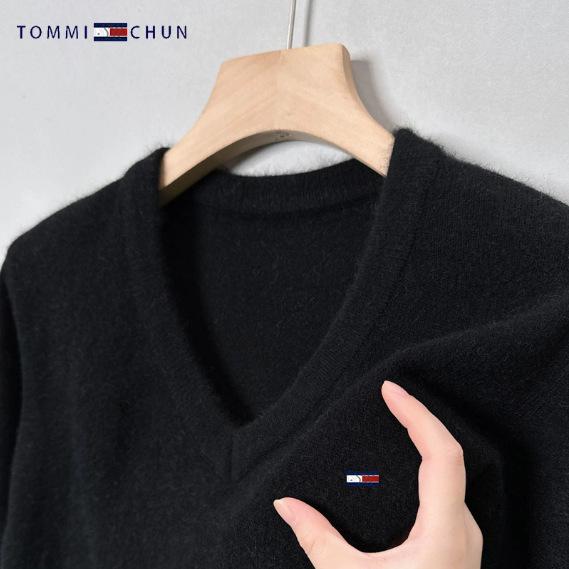 Suéter Autêntico Masculino Slim Fit Gola V em Cashmere - Manga Longa, Tamanho Grande